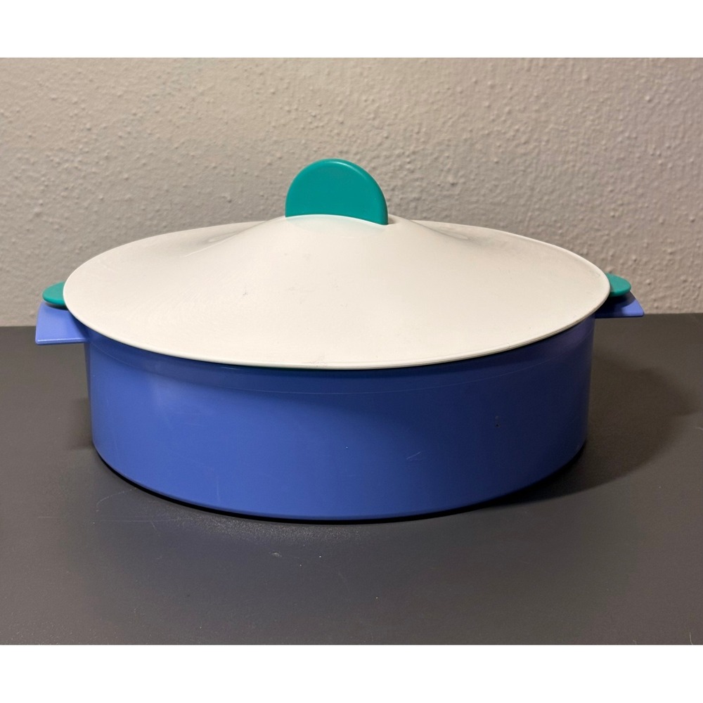 Tupperware Microwave Steamer Set Unisex OS Blue Good Vintage 3 Piece 3067A-4